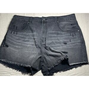 Denim Ultra Hi Rise Vintage Cut Off Shorts Black Size 16 Distressed Frayed Hem